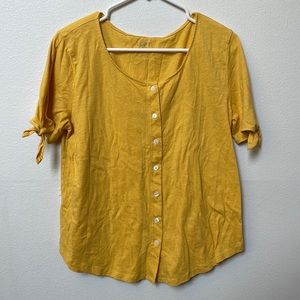 Loft outlet tie sleeve button front top